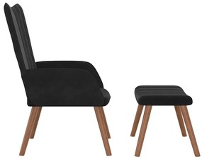 vidaXL Πολυθρόνα Relax Μαύρη Βελούδινη με Σκαμπό