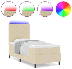 vidaXL Κρεβάτι με ελατήρια με στρώμα Κρεμ 90 x 200 cm ύφασμα