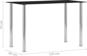 vidaXL Τραπεζαρία Μαύρη 120 x 60 x 75 εκ. από Ψημένο Γυαλί