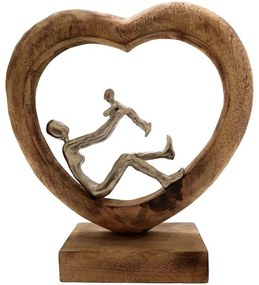 Διακοσμητική Επιτραπέζια Καρδιά Loisir 312-000017 28,5x9x30cm Natural Inart Ξύλο,Αλουμίνιο