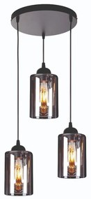 Φωτιστικό Οροφής Smoked 77-8202 3xE27 60W Black Homelighting Μέταλλο