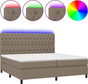 vidaXL Κρεβάτι Boxspring με Στρώμα &amp; LED Taupe 200x200 εκ. Υφασμάτινο