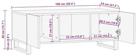 Τραπεζάκι Σαλονιού Μαύρο 100x54x40 εκ. από Μασίφ Ξύλο Μάνγκο - Μαύρο