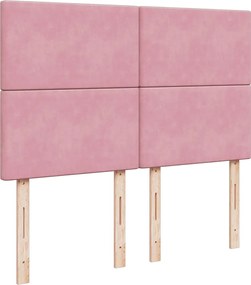 vidaXL Κρεβάτι Boxspring με Στρώμα Ροζ 140x200 εκ. Βελούδινο