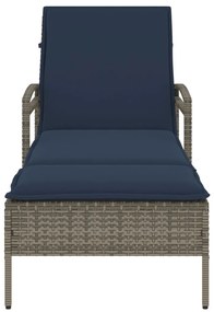 vidaXL Ξαπλώστρα με Μαξιλάρι Γκρι 63x200x81 εκ. από Συνθετικό Ρατάν (μόνο για τις ΗΠΑ)