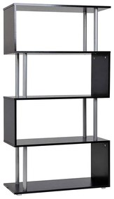 Ξύλινη - Μεταλλική Βιβλιοθήκη με 4 Ράφια 80 x 30 x 145 cm Χρώματος Μαύρο HOMCOM 02-0600 02-0600