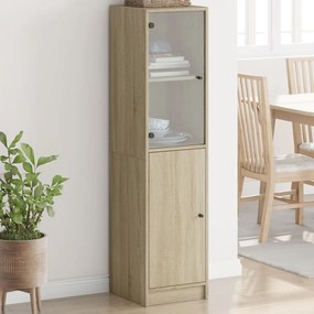 vidaXL Ντουλάπι Sonoma Δρυς 35 x 37 x 142 εκ. με Γυάλινη Πόρτα