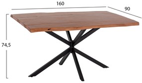 ΤΡΑΠΕΖΙ MONTANA HM11882 ΑΠΟ ΜΕΤΑΛΛΟ &amp; ΕΠΙΦΑΝΕΙΑ ΑΠΟ ΜΑΣΙΦ ΞΥΛΟ ΑΚΑΚΙΑΣ 160x90x74,5εκ.