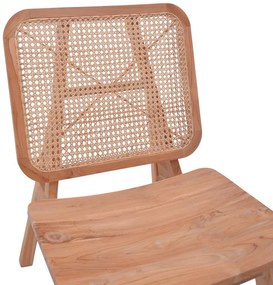 Καρέκλα Viborg φυσικό teak ξύλο-φυσικό rattan 60x75x87εκ 60x75x87 εκ.