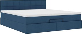 vidaXL Οθωμανικό κρεβάτι με στρώμα μπλε 180x200cm ύφασμα