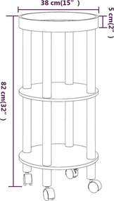 vidaXL Τρόλεϊ 3 Επιπέδων Μαύρο 38 x 38 x 82 εκ. Επεξ. Ξύλο/Μασίφ Πεύκο