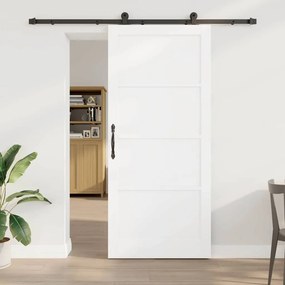 vidaXL Συρόμενη Πόρτα με Σετ Εξαρτημάτων Λευκή 93x211 εκ Στερεό Ξύλο Πεύκου