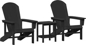 vidaXL Καρέκλα Κήπου 3 pcs Μαύρο Πολυαιθυλένιο