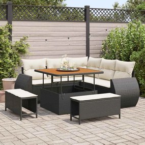 vidaXL Σετ Καναπέ Κήπου 8 pcs Μαύρο συνθετικό ρατάν