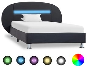 vidaXL Πλαίσιο Κρεβατιού με LED Μαύρο 90 x 200 εκ. Συνθετικό Δέρμα