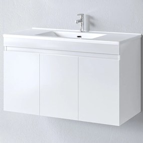 Έπιπλο Μπάνιου Πάγκος Με Νιπτήρα Omega 100 S3BOM100GL0 100x45x60cm White Πορσελάνη,Μελαμίνη