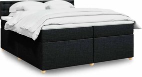 vidaXL Κρεβάτι Boxspring με Στρώμα Μαύρο 200x200 εκ. Υφασμάτινο