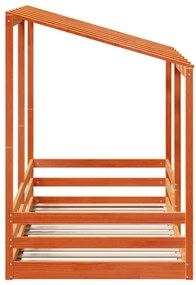 vidaXL Οροφή Κρεβατιού Παιδική Καφέ Κεριού 100x200εκ Μασίφ Ξύλο Πεύκου