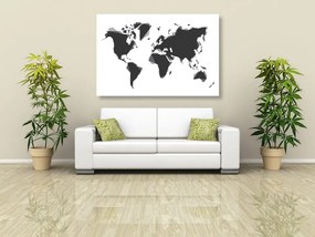 Εικόνα στο φελλό ενός αφηρημένου παγκόσμιου χάρτη σε ασπρόμαυρο - 90x60  color mix