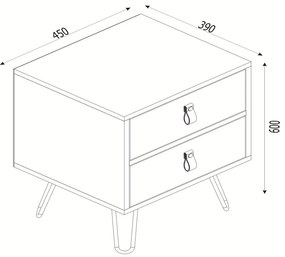 Κομοδίνο TILOS Φυσικό/Ανθρακί/Ανοιχτό Καφέ 45x39x60cm - 14410115 - 14410115