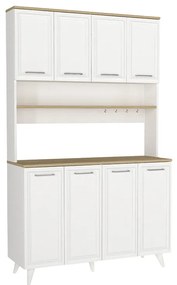 Έπιπλο κουζίνας Potter 4 Megapap χρώμα λευκό - rota oak 120x40x196,1εκ.