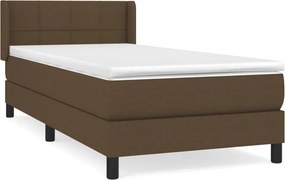 vidaXL Κρεβάτι Boxspring με Στρώμα Σκούρο Καφέ 90x200 εκ. Υφασμάτινο