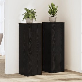vidaXL Ράφια Φυτών 2 τεμάχια Μαύρης Δρυς 33 x 33 x 100 εκ, Φτιαγμένα από Ξυλεία