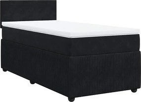 vidaXL Κρεβάτι Boxspring με Στρώμα Μαύρο 90x200 εκ. Βελούδινο