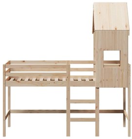vidaXL Υπερυψ. Κρεβάτι 90x190 εκ. Μασίφ Πεύκο με Σκάλα / Οροφή
