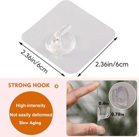 Διάφανη Αυτοκόλλητη Κρεμάστρα Γάντζος Τοίχου Φ3.50cm