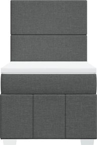 vidaXL Κρεβάτι Boxspring με Στρώμα Σκούρο Γκρι 90x190 εκ. Υφασμάτινο