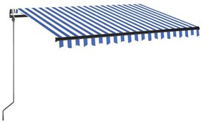 vidaXL Τέντα Αυτόματη με LED &amp; Αισθητήρα Ανέμου Μπλε/Λευκό 350x250 εκ.