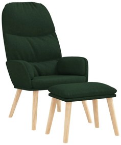 vidaXL Πολυθρόνα Relax Σκούρο Πράσινο Υφασμάτινη με Σκαμπό