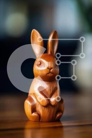 Intra Συλλεκτικό Ξύλινο Παζλ Plywood  4mm - Ξύλινο ειδώλιο λαγουδάκι σε δρύινο τραπέζι Σε Ξύλινο Κουτί - Διαστάσεις: 10x10 cm – 25 κομμάτια