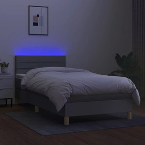 vidaXL Κρεβάτι Boxspring με Στρώμα &amp; LED Αν.Γκρι 80x200 εκ. Υφασμάτινο