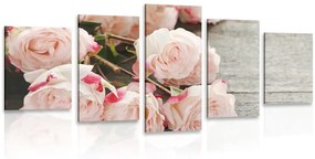 Εικόνα 5 μερών ρομαντικά τριαντάφυλλα - 100x50