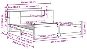 ΚΡΕΒΑΤΙ ΒΙΒΛΙΟΘΗΚΗ ΧΩΡΙΣ ΣΤΡΩΜΑ 200X200 ΕΚ ΜΑΣΙΦ ΞΥΛΟ ΠΕΥΚΟΥ 3322446