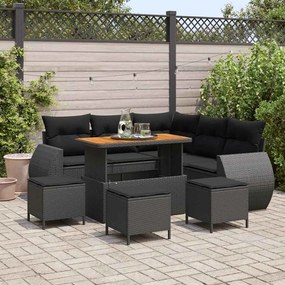 vidaXL Σετ Καναπέ Κήπου 9 pcs 8-Αριθμός καθισμάτων Μαύρο