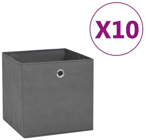 vidaXL Κουτιά Αποθήκευσης 10 τεμ. Γκρι 28x28x28 εκ. Ύφασμα Non-woven