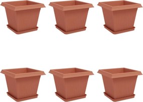 vidaXL Γλάστρες φυτών 6 pcs Κεραμιδί 33 x 33 x 26 εκ Πλαστικό
