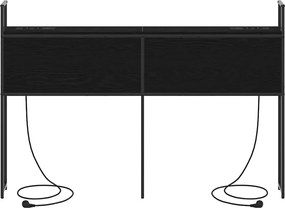 vidaXL Κεφαλάρι Αποθήκης με Σταθμό Φόρτισης με ράφι Μαύρη δρυς