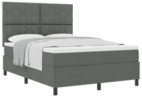 vidaXL Κρεβάτι Box Spring με Στρώμα Σκούρο Γκρι 140x200 εκ Υφασμάτινο