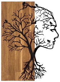 Διακοσμητικό Τοίχου Όψη Γυναίκας C4754 Μέταλλο Μαύρο - Ξύλο 43x3(βάθος)x58Υεκ. 43x3x58 εκ.