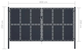 vidaXL Πόρτα Περίφραξης Κήπου Ανθρακί 400 x 200 εκ. Ατσάλινη