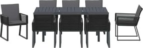 vidaXL Σέτ φαγητού για κήπο 9 pcs Ανθρακί συνθετικό ρατάν