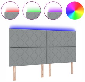 vidaXL LED Κεφαλάρι Σχεδιασμού Διαμαντομπλοκ Ανοιχτό Γκρι 180 εκ Ταπετσαρία