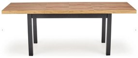 Τραπέζι Houston 559, Craft δρυς, Μαύρο, 76x80x140cm, 60 kg, Επιμήκυνση, Πλαστικοποιημένη μοριοσανίδα, Ξύλο, Ξύλο: Οξιά | Epipla1.gr