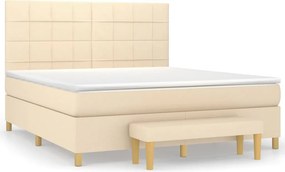 vidaXL Κρεβάτι Boxspring με Στρώμα Κρεμ 160x200 εκ. Υφασμάτινο
