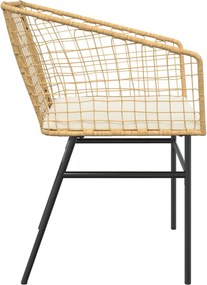 vidaXL Καρέκλες Κήπου 2 τεμ. Καφέ Συνθ. Ρατάν + Μαξιλάρια