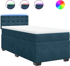 vidaXL Κρεβάτι Boxspring με Στρώμα Μπλε 100x200 εκ. Βελούδινο